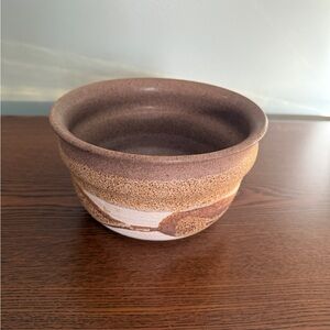 Vintage Artisan Brown and Cream Ceramic Bowl